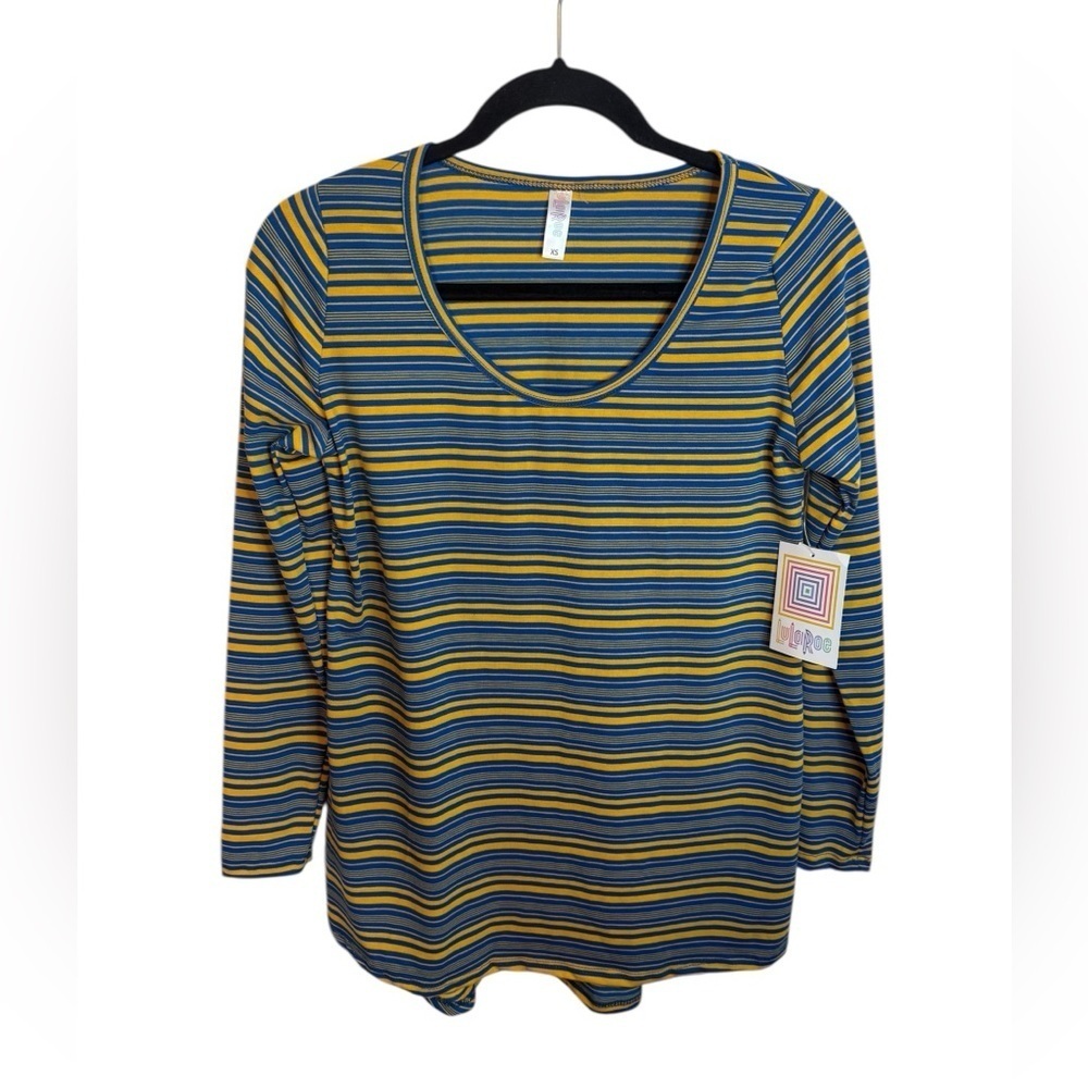 Nwt Lularoe Lynnae Orange and Blue Striped Top
